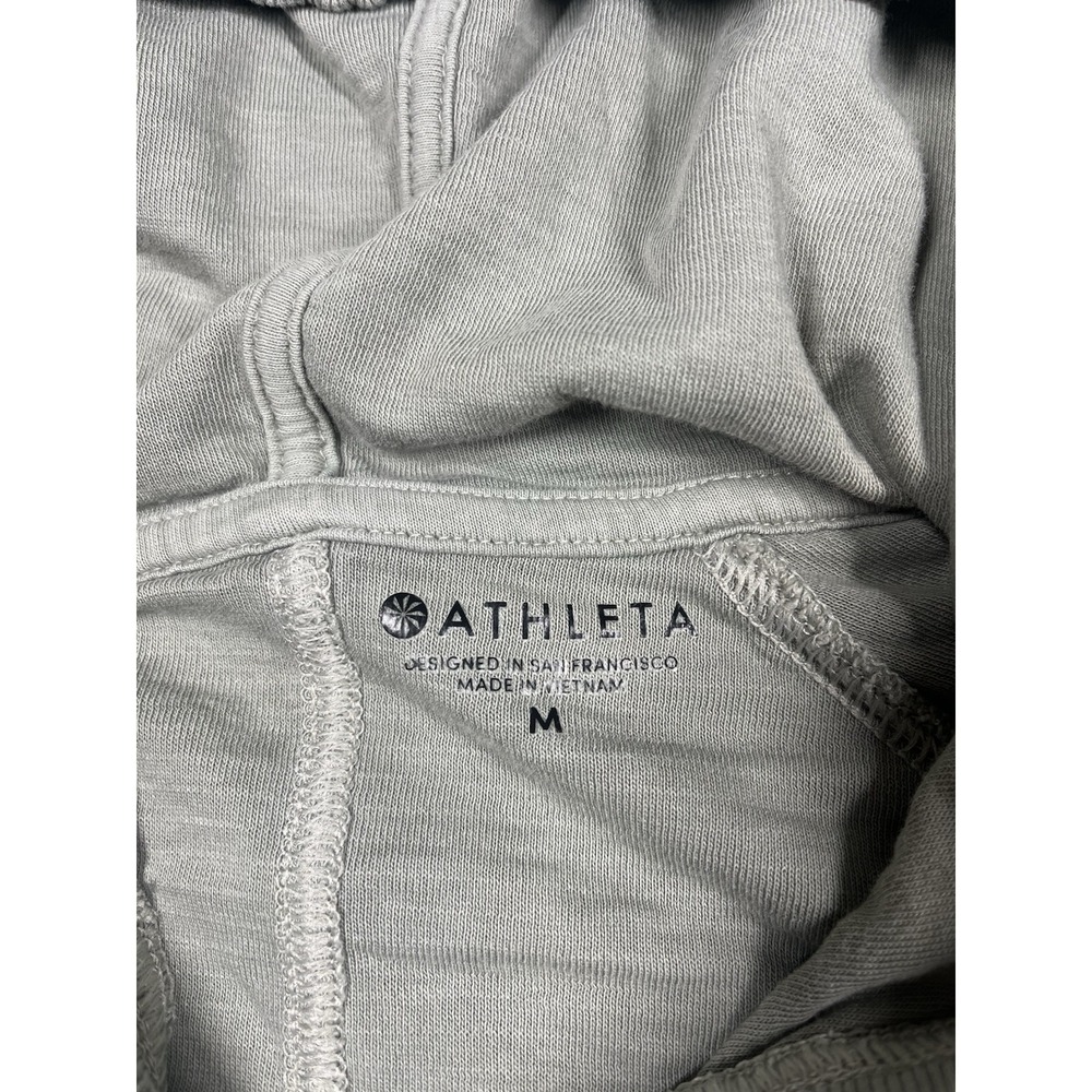 Athleta Womens Medium Green Full Zip Hoodie Cotton Blend Raglan Sleeve Jacket - Picture 6 of 10